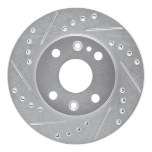 Ford Aspire Brake Rotor (1) - Front Left - R1 Concepts - Drilled & Slotted - Silver - `94-`02